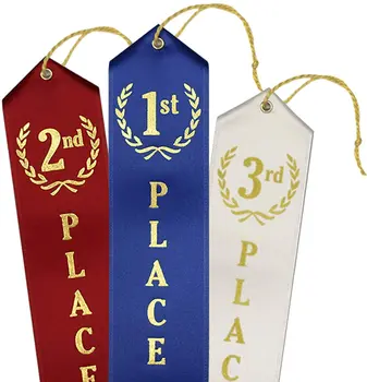 Direct Factory Customized 2X8 Inch Single Face First Place Satin Sports Award Ribbon Rosette