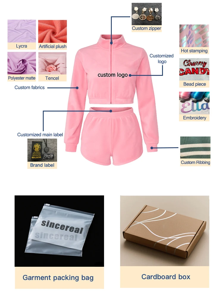 Custom Matching Outfit Quarter Zip Sweatshirts Mini Skort Pleated Skirt and Crop Top Hoodie 2 Piece Set for Women
