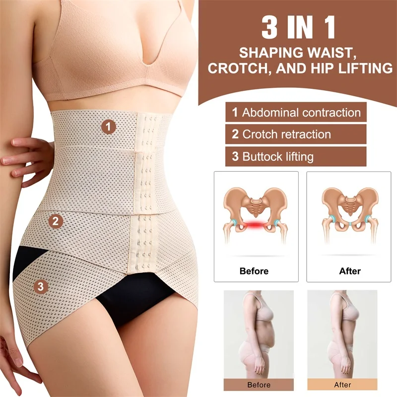 Wholesale Waist Trainer Shaper Women Full Body Plus Size Double Belt Trimmer Wrap Girdle Corset Tummy Control Shaperwear details