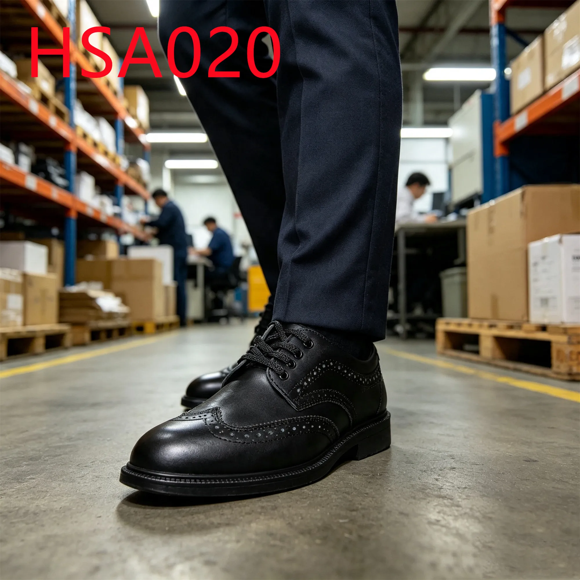 HY,Workshop Supervision Wingtip Style Anti-hit Hua Singh Manager Safety Shoes Full Grain Leather Lace-up Leader Work Shoe HSA020