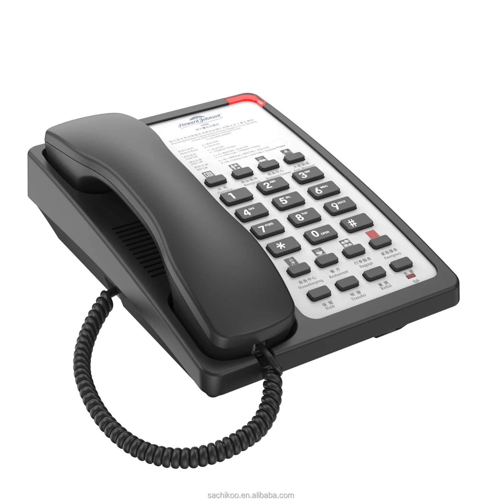 Professional Hotel Model SN-0008 Analog Waterproof Corded Telephone High Quality with Large Button for Commercial Use