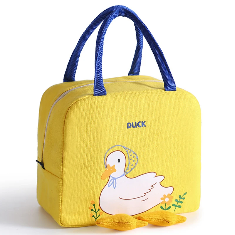 KBW157 2023 оптовая продажа, новая маленькая Желтая утка, милая мультяшная сумка для ланч-бокса, изолированная сумка для ланч-бокса