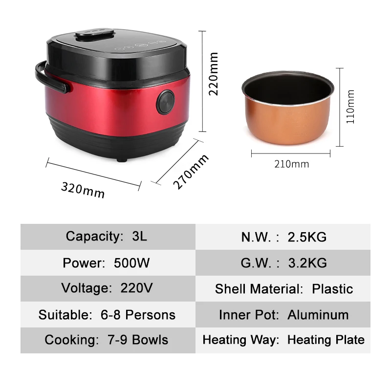 Rice Cooker 3 Liter Electric Multifunction Low Sugar Carb Digital Touch Screen Rice Cooker