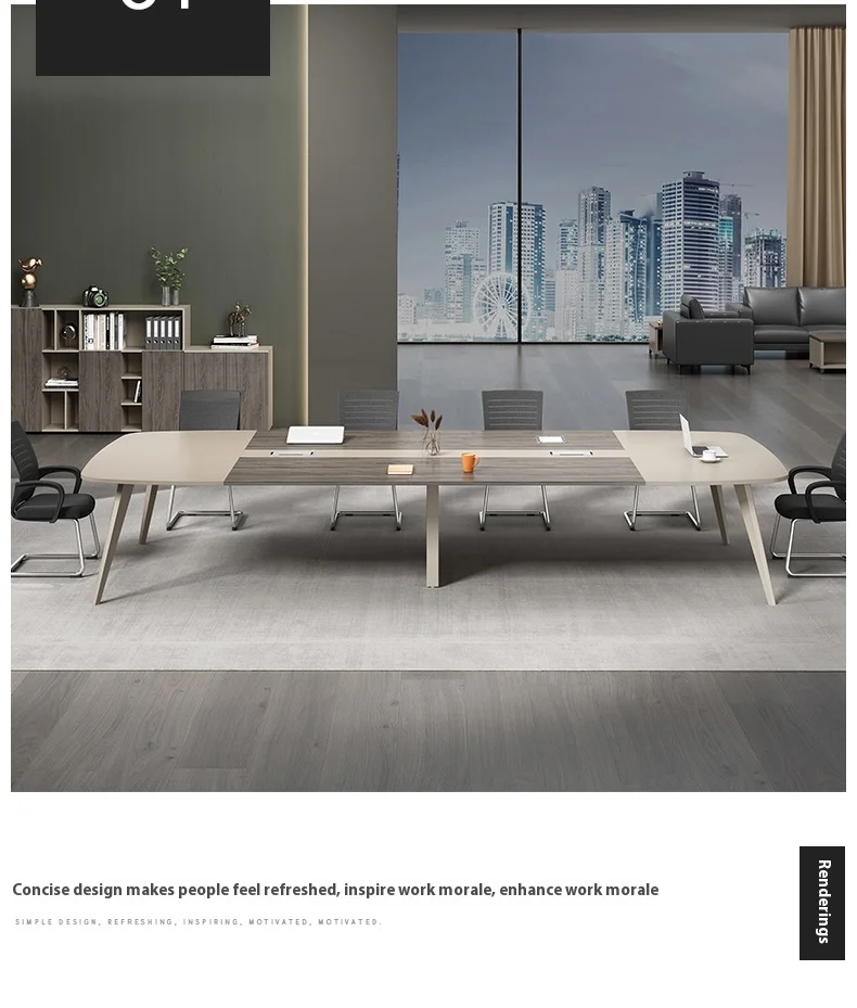 Modern White Wood Conference Table Adjustable Height Long Large Creative Negotiation Office Furniture for Commercial Use