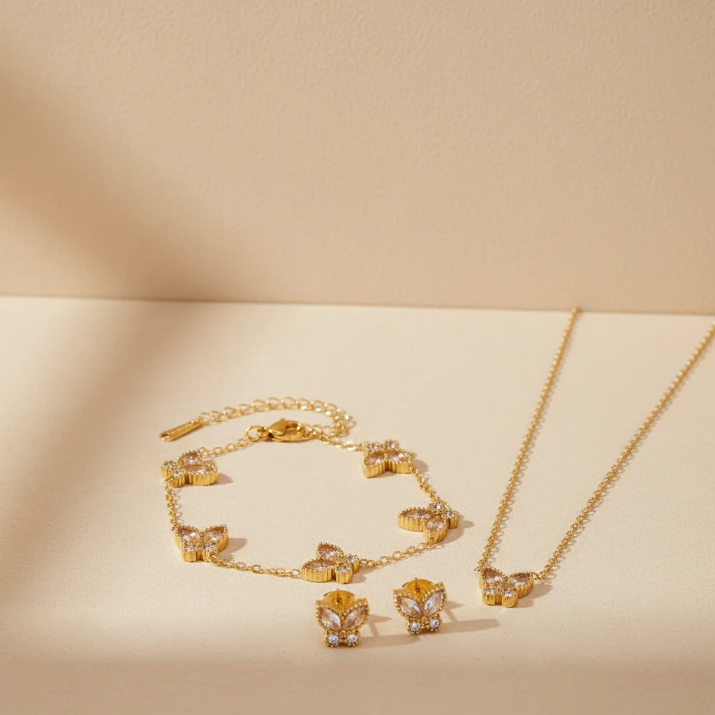 Luxury Stainless Steel Butterfly Jewelry Set