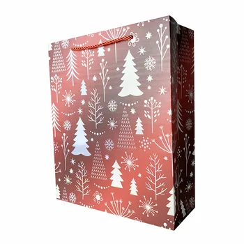 customized Craft paper bag custom with Hot stamping Christmas tree paper bag paper tote bag
