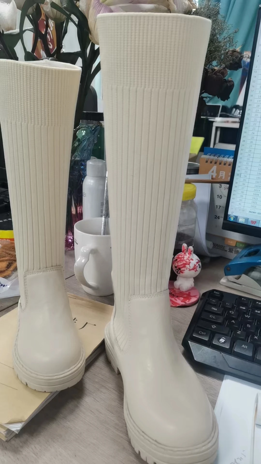 2022 Autumn Kids Neon Items Long Boots Knitted Boots Elastic Socks High