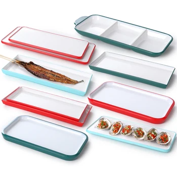 Cheaper custom logo/logo rectangular melane dinnerware sushi plate dessert plate northern diner plate set popular