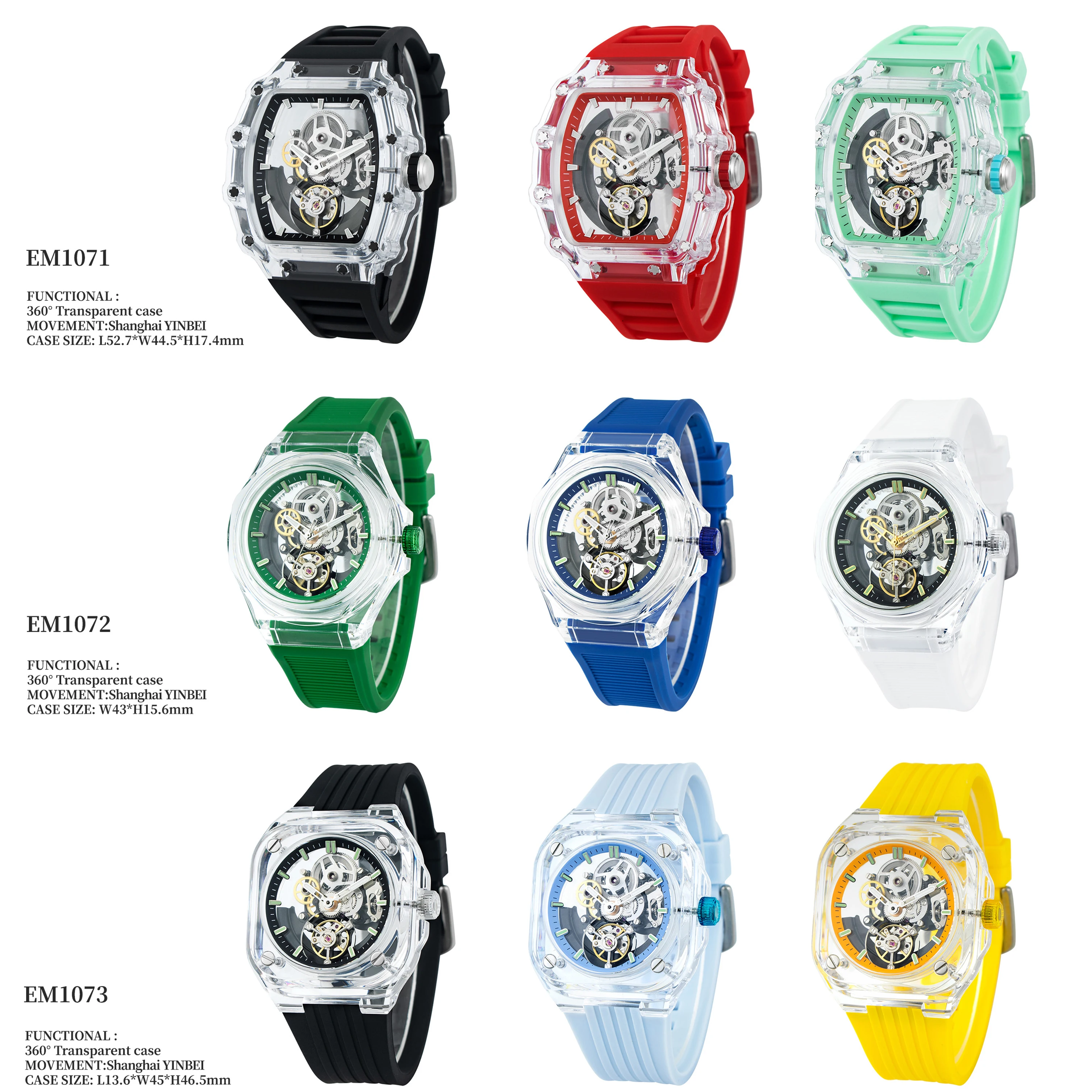 SANYIN Custom Square Transparent Watches Luxury Skeleton - Main Image