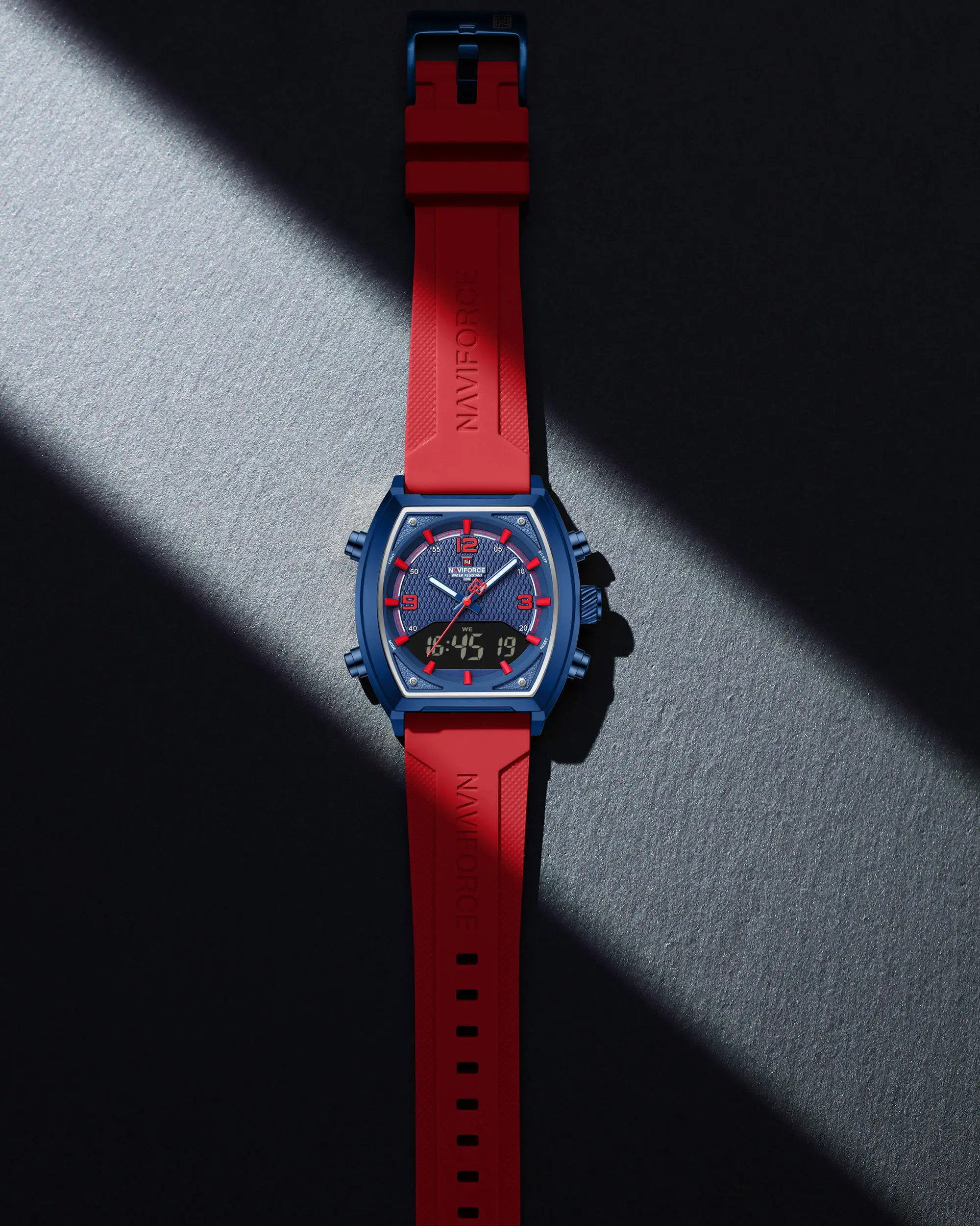 NAVIFORCE 9242男士手表新款防水时尚石英液晶数字显示手表Relogio女性化钟表