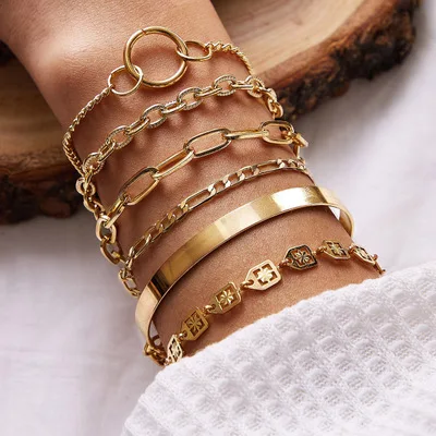 6pcs/set Gold Color Round Circle Chain 