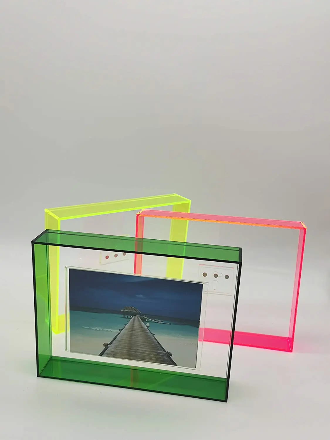 Neon Colored Shadow Box Wall Mounted Desktop Floating Frame Acrylic Luxury Magnetic Frame