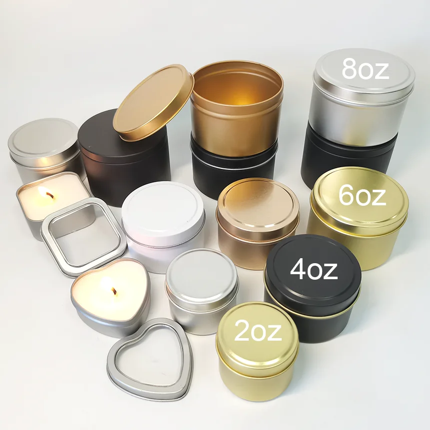Wholesale Tin Can 2oz 4oz 6oz 8oz Rose Gold Black Round Candy Gift Box Metal Storage Container Empty Candle Tin Can