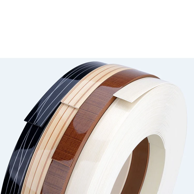 Flexible PVC Wood Grain Color Strip Rolls Melamine ABS Acrylic Edge Banding for Kitchen Cabinet Doors and Furniture Accessories
