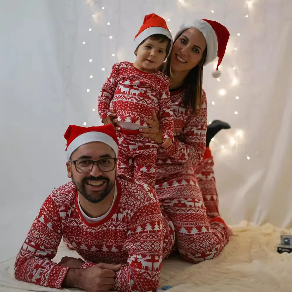 PASUXI familia Navidad pijamas conjunto moda estampado padre madre