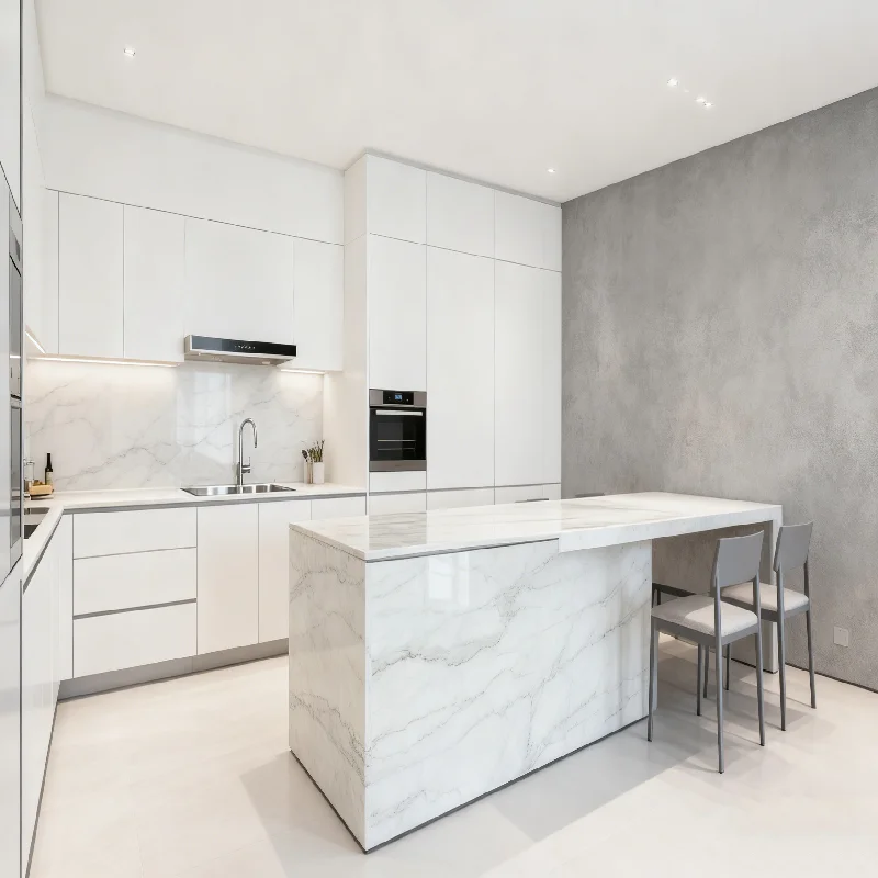 Luxurious Modern White Marble Countertops Vanity Tops & Table Tops Water Resistant Natural Stone Hotel Kitchen Marble Island