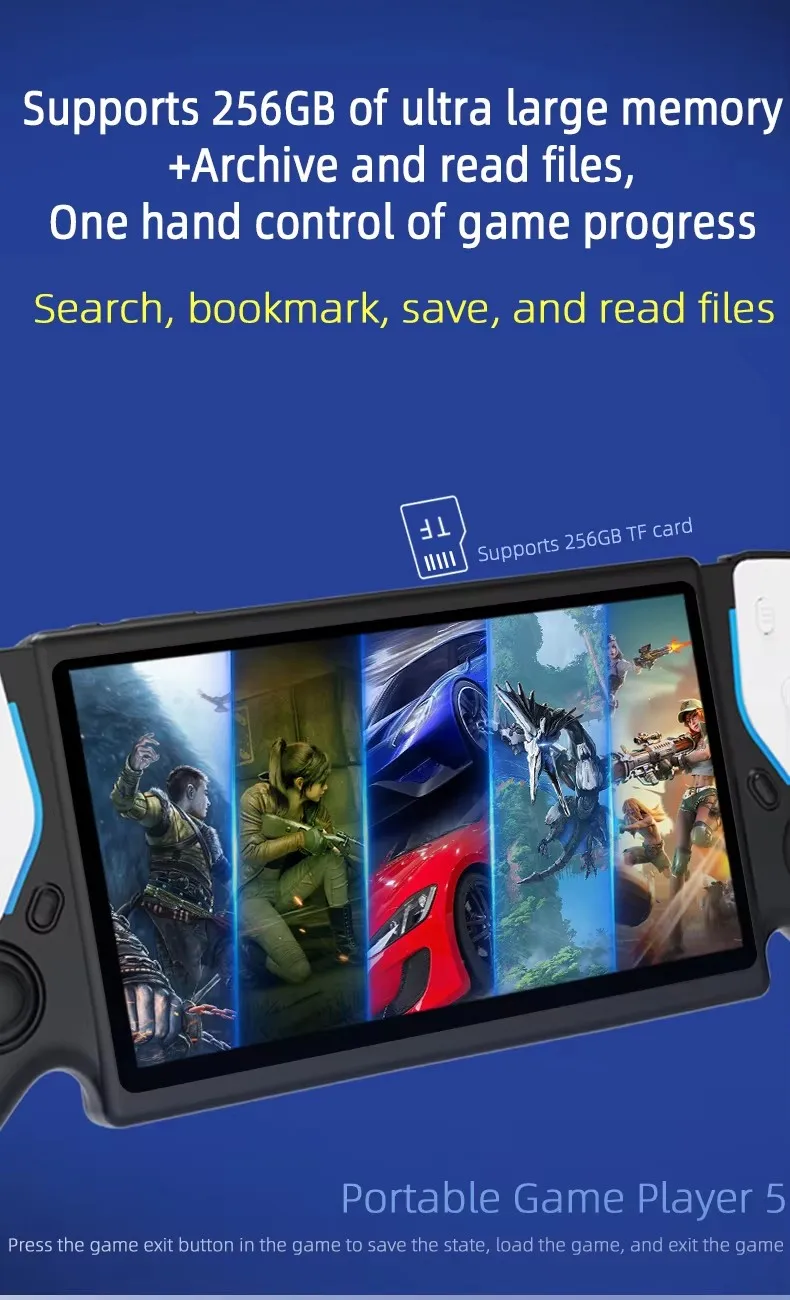 New 7 Inch Dual Joystick Retro Handheld Game Console Open-Source System 30+ Emulators RGB Light TV Out & 2-Player Support