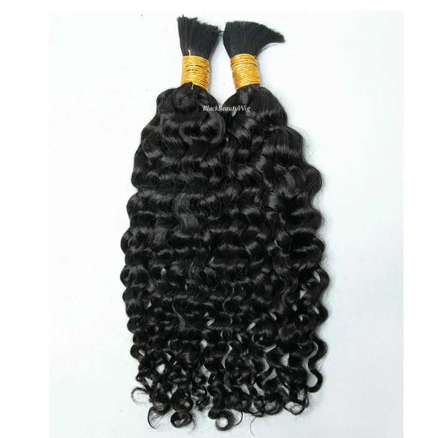 Deep Curly Human Hair Bulk for Braiding Peruvian Remy Bulk Hair No Weft Micro Braids Hair Bundles 3Pcs/Lot Black Brown 100g_voghion.com