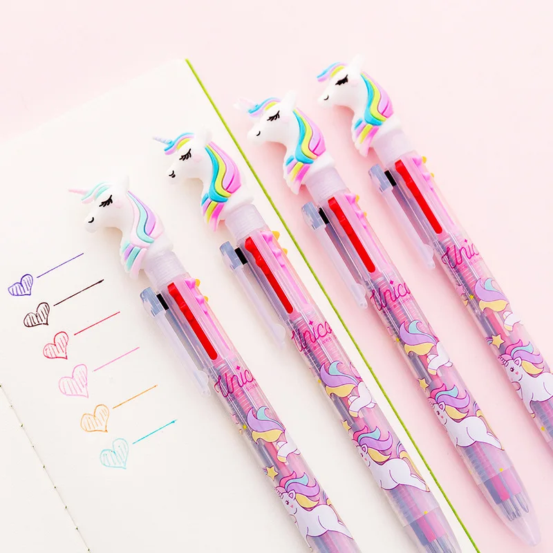 Un stylo à bille kawaii en licorne mignon avec 10 couleurs d'écriture