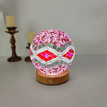 Romantic Bohemian Style Table Lamp Marrakech Turkish Blue Lamp Base Glass Lampshade Baroque Night Light for Bedroom Application