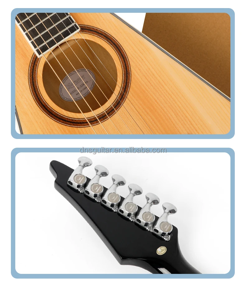 D-32K 32 Zoll Akustikgitarre, Fichtendecke & Nanyang-Holz Rückseite/Zargen, Hals, Palisander-Griffbrett, mit Tonabnehmer – Detail 5