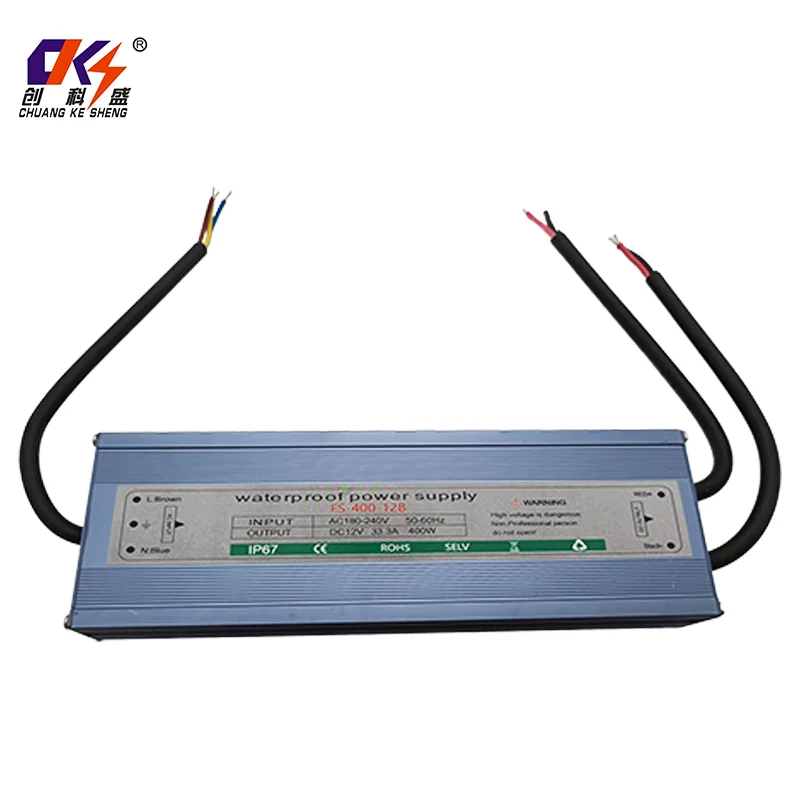 CKS Ultra-Thin 400W 12V 33.3A IP67 Waterproof Transformer AC to DC Converter Power Supply for LED Strip Light