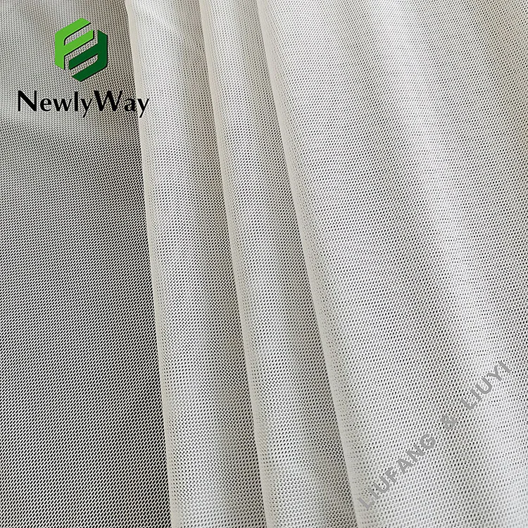 Custom 4 Way Stretch Nylon Spandex Elastic Sheer Tulle Mesh Fabric for Ladies Underwear Elastic Tube Tops