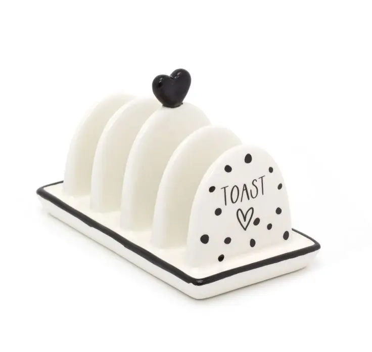 White Ceramic Classic Toast Holder Bread Taco Rack Microwave Dishwasher Oven Safe Standing Food Non-Folding