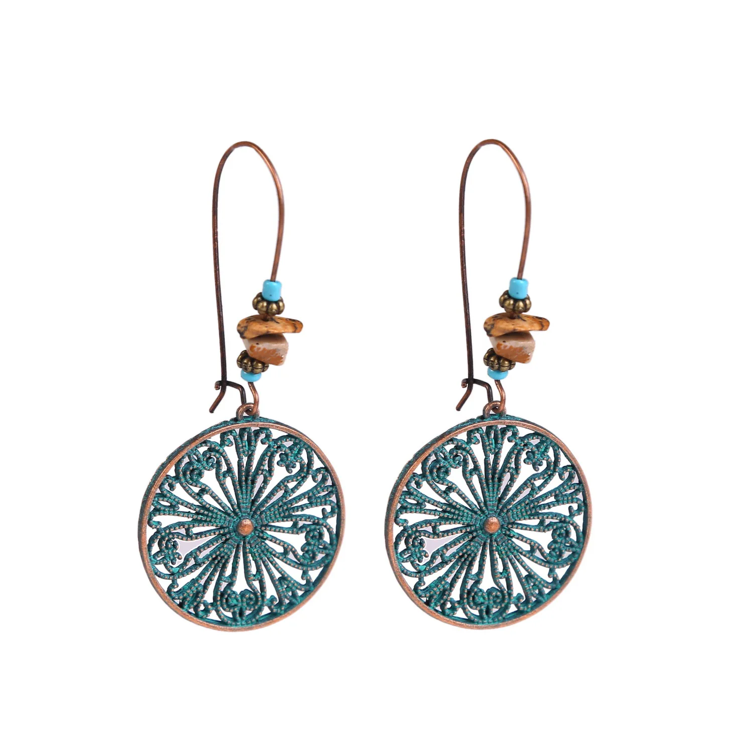 Silver and turquoise earrings  Boho gypsy ethnic boho jewelry