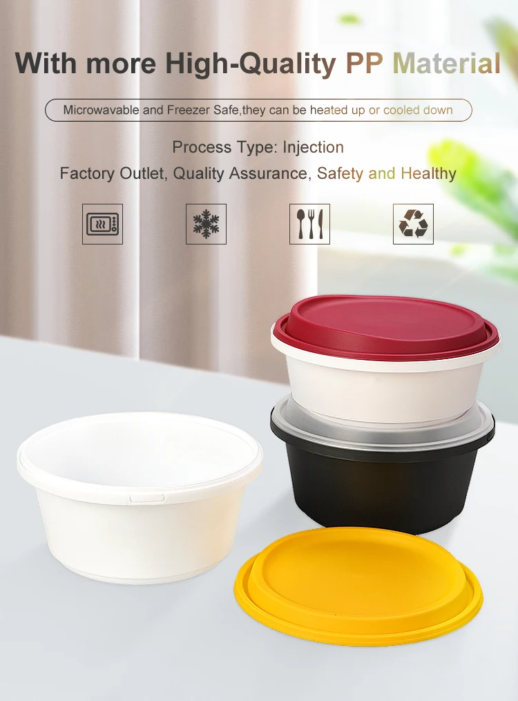 SZ218 1000ml/32oz Custom LOGO available plastic bowl with inviolable closure tamper evident box container for food with lock