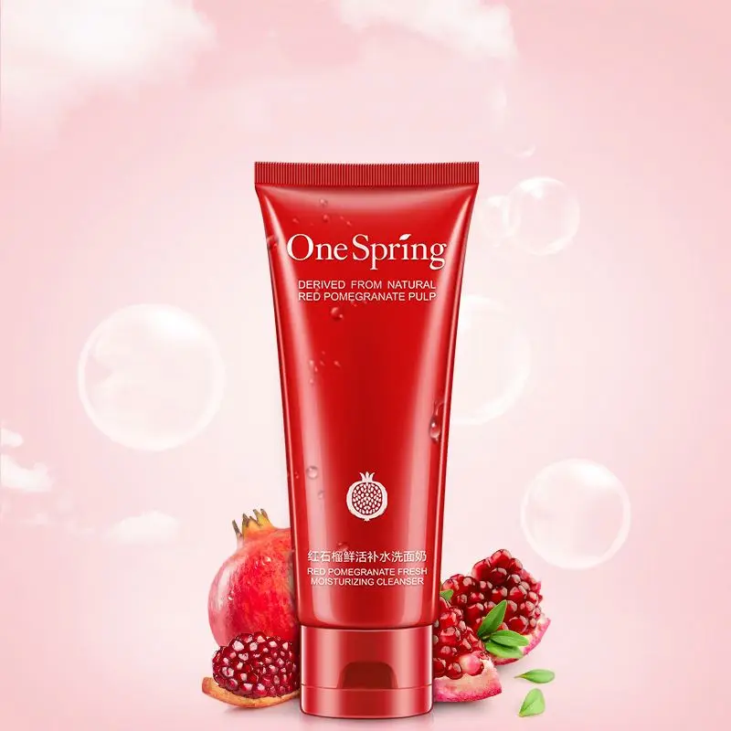 Logo OEM ODM One Spring Moisturizing Red Pomegranate Hyaluronic Acid Brightening Whitening Face Cleanser Toner Skin Care Set