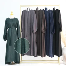 Elegant Womens Dresses Traditional Muslim Islamic Clothing Abaya Women Muslim Dress Elastic Sleeve Muslim Long Dress Daily Wear