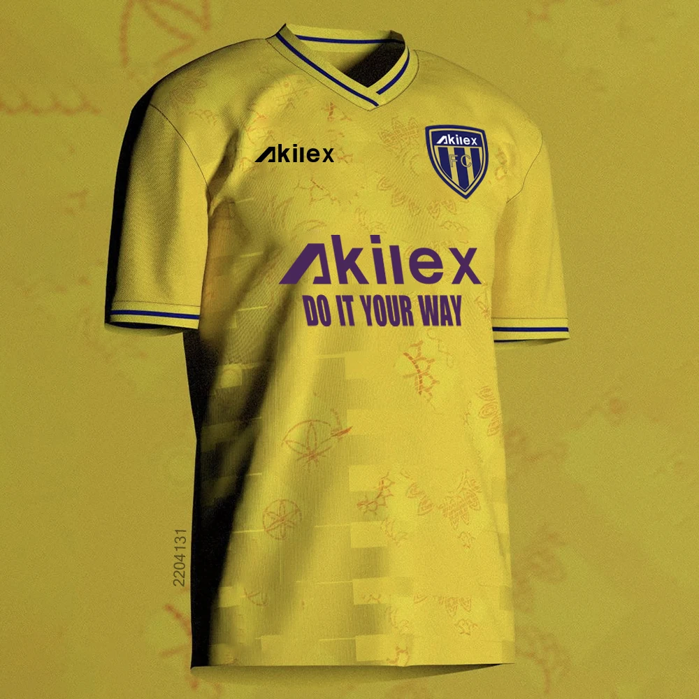 Akilex Sublimation Fluorescent Printed  Customize Breathable Soccer Shirt Top Football Jersey Football Jersey Custom