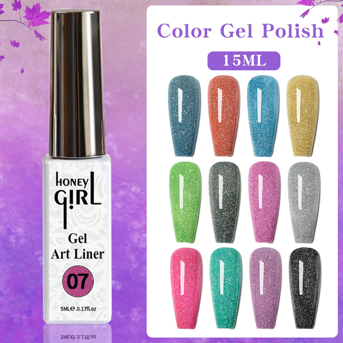 OEM private label nail art uv gel 12 colors set platinum reflective pastel neon colors liner gel painting gel art liner