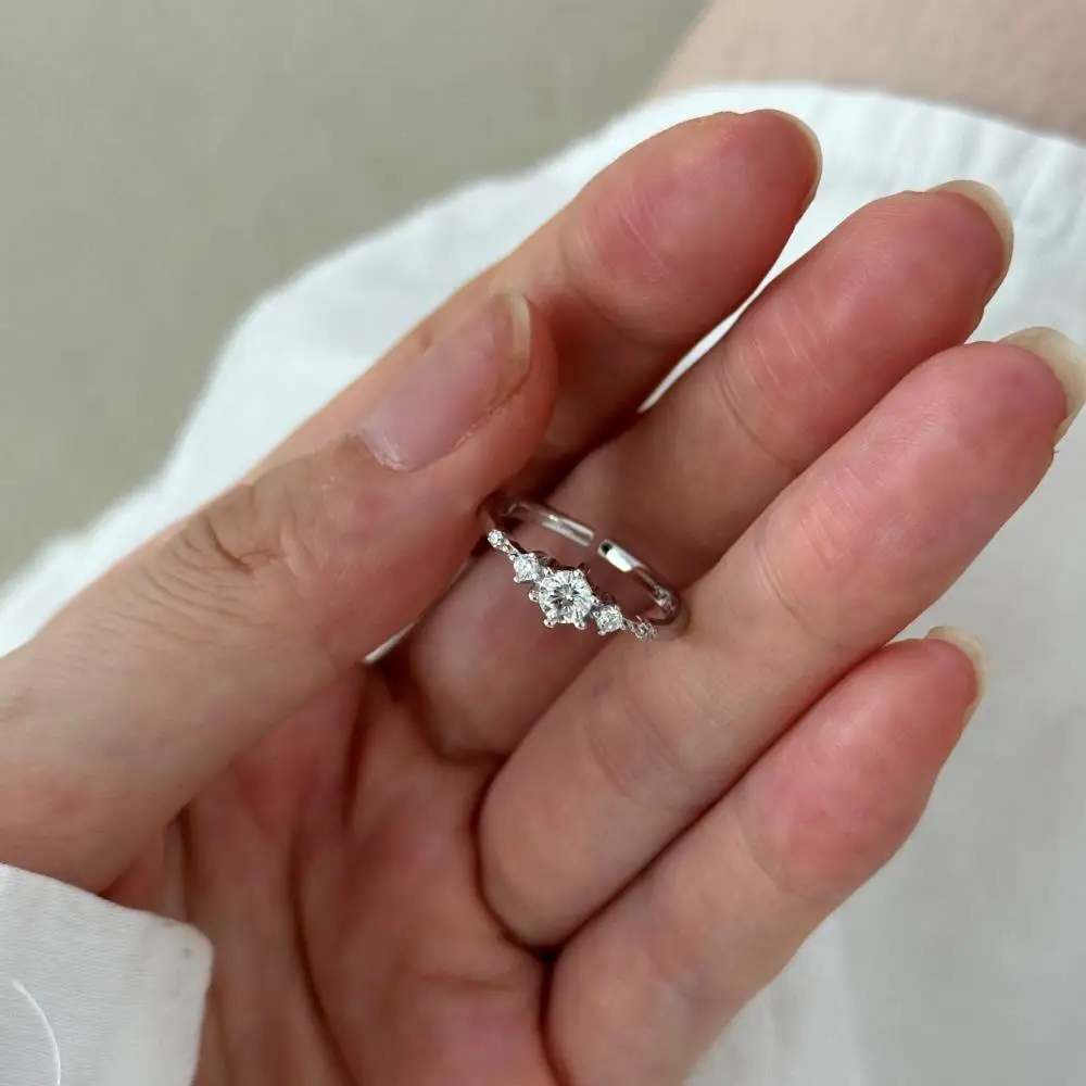 KAKODIY Fashionable Adjustable Snowflake Zircon Ring Women Wedding Engagement 925 Sterling Silver Ring detail 2