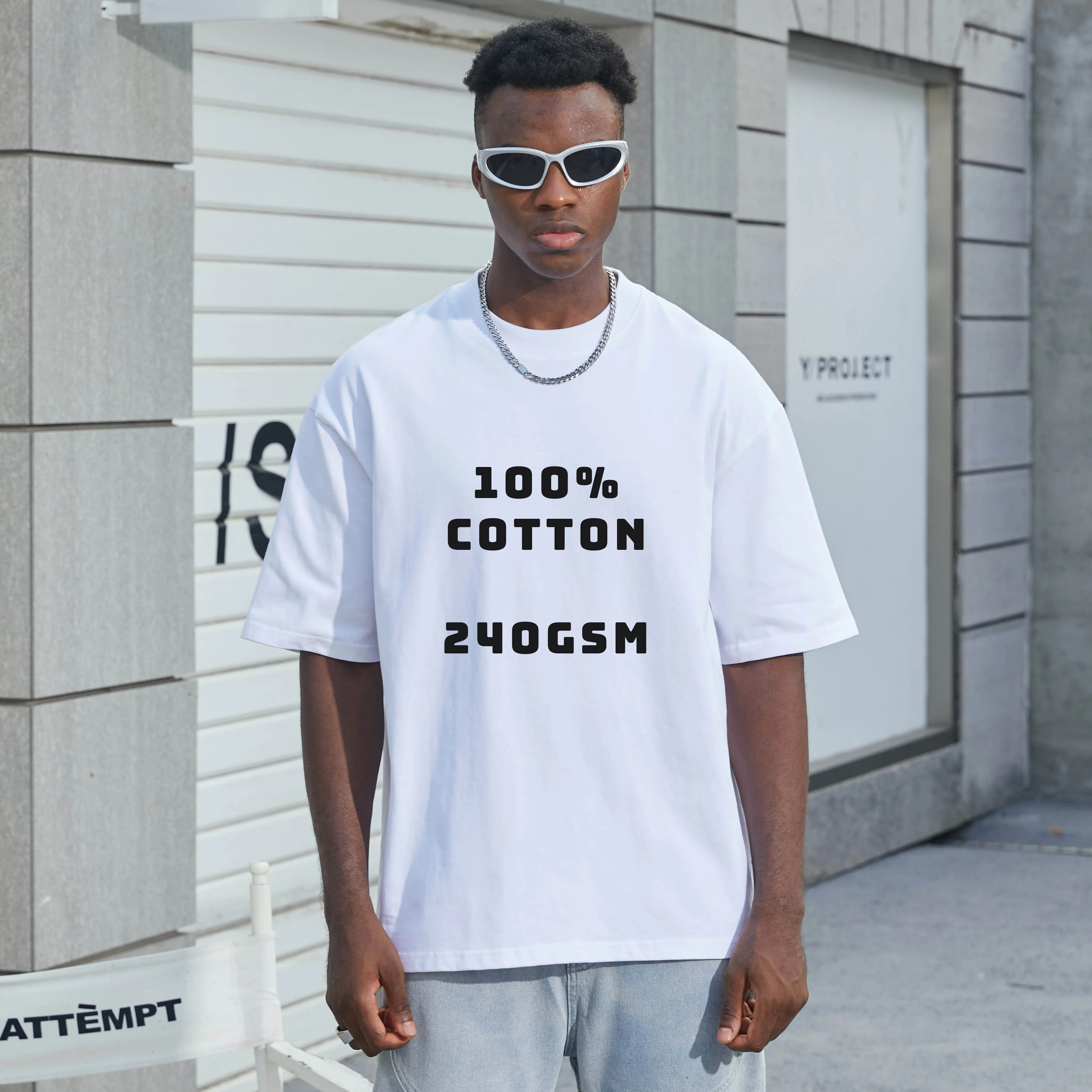 Plain 240g Dropped Shoulder Tees Custom High Quality Streetwear Oversized Tshirt Heavyweight 100% Cotton T-shirt Men's t Shirt