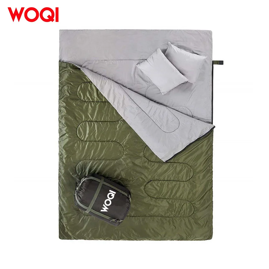 Woqi Camping Tahan Air Ransel Double Sleeping Bag dengan Bantal