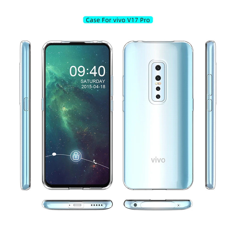 MaiJin Cover Vivo V17 PRO (6,44'') - Custodia 2 In 1 Antiurto Con Doppio Strato E Cavalletto Incorporato - Blu