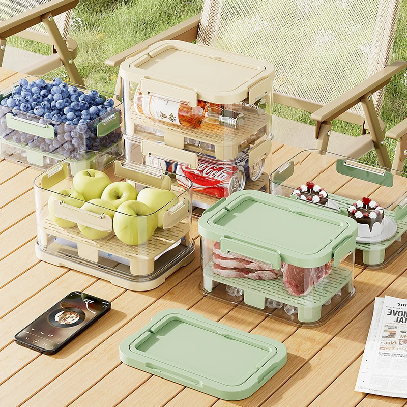 WANUO Bekas Penyimpanan Makanan Piknik, Pengatur Makanan Luar Talian untuk Piknik, Bekas Penyimpanan Makanan Perjalanan untuk Buah/Minuman
