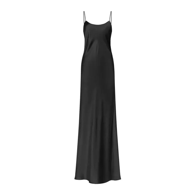 New Arrival 2024 Spring Luxury Women Silk Maxi Dress 100% Mulberry Silk Dresses