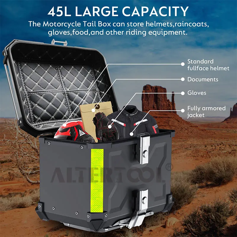 45L Alu Motorcycle Tail Boxes - Secure and Waterproof Luggage