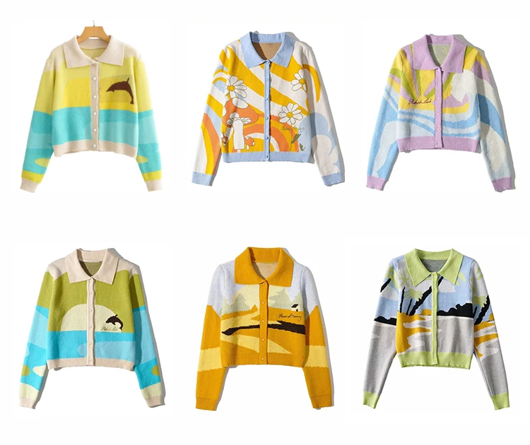 China New Fashion Designer Multi Color Pattern Cardigan Ladies Harajuku Seutere Jacquard Tapestry Custom Knitted Sweater.jpg