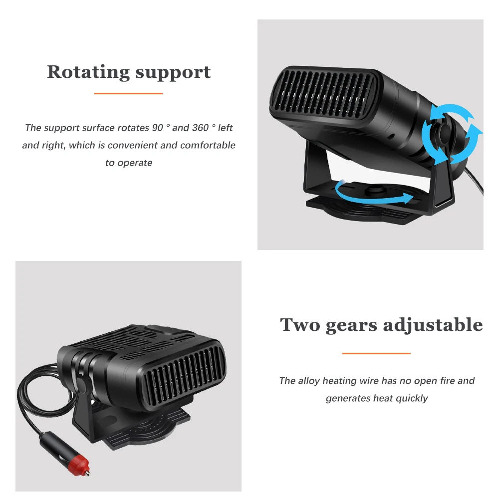 Podofo Car Heater 12v/24v Portable Car Heater Defroster For Vans Cars