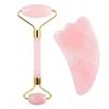 Rullo di quarzo rosa e ala Gua Sha (senza scatola)