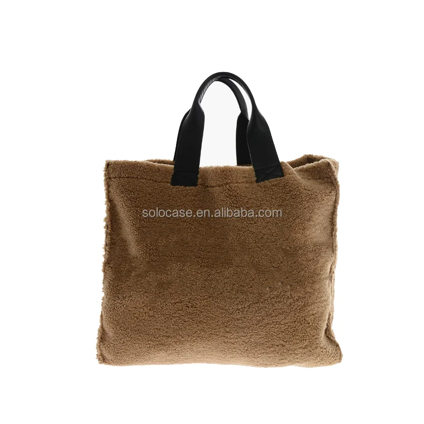 Large Capacity Custom Logo Letter Teddy Tote Bag