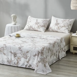 Bestseller Wrinkle Free Queen Size Bedding Set 4Pcs Breathable Plant Woven Modern Printed Polyester OEKO-TEX Certified 200TC for