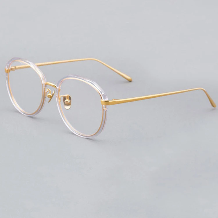 Pure Titanium Glasses Men Myopia Optical Prescription Vintage Eyeglasses Frame Women Gold 