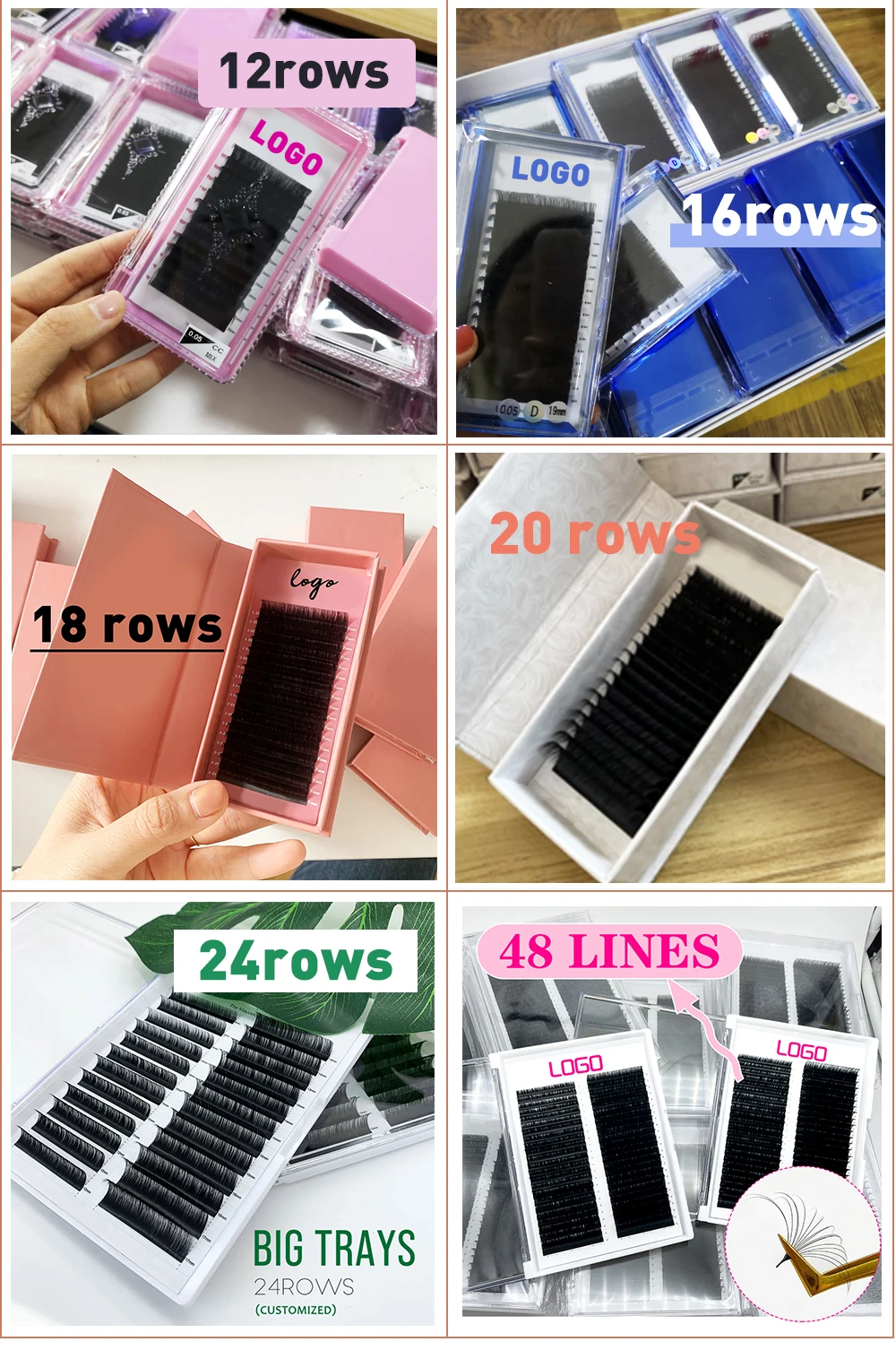 Cashmere Eyelash Box Private Label Lash Trays Silk Lash Extension Trays