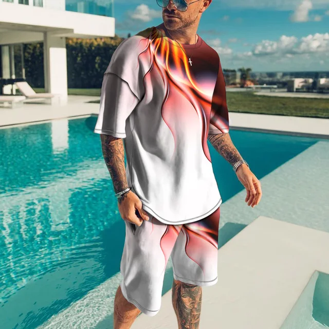 2023 Newest Men T Shirt Set 3D Print Cool Men's Clothes Outfits Casual Beach Shorts Suit Street Popular Tracksuit 2222_voghion.com
