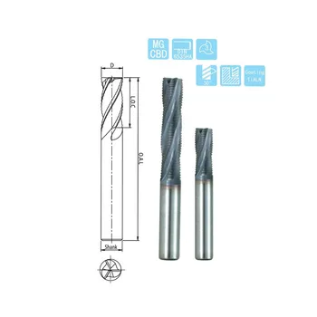 Industrial Cutting Tool Tools Cemented Tungsten Carbide 3 4 Flutes 30 Degree Tialn Coated Roughing End Mills